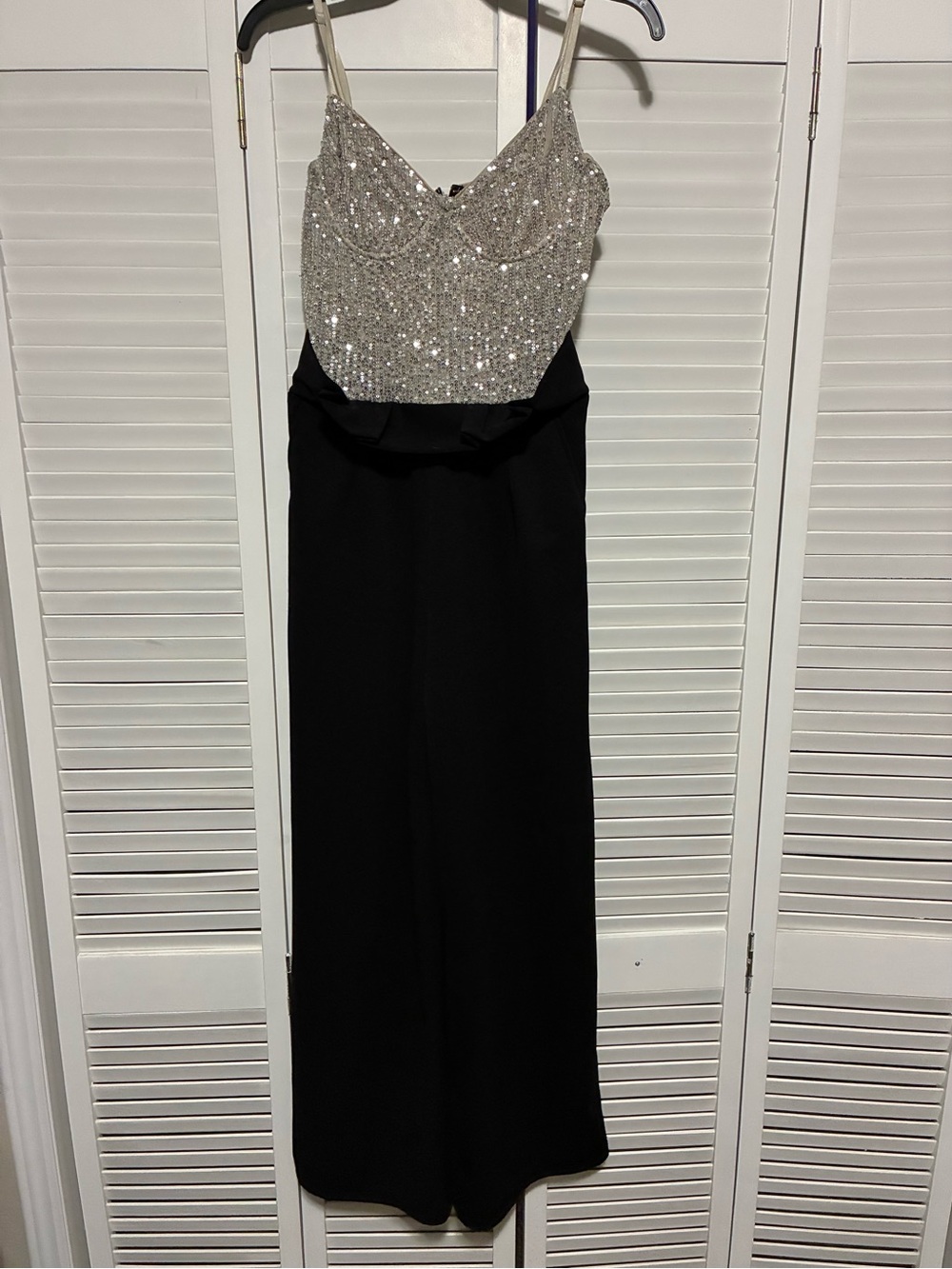 Sequin Bustier Black Evening Jumpsuit